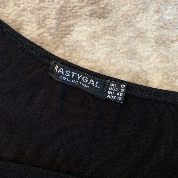 Nasty Gal Black One Shoulder Bodysuit- Size 8 - Picture 2 of 3